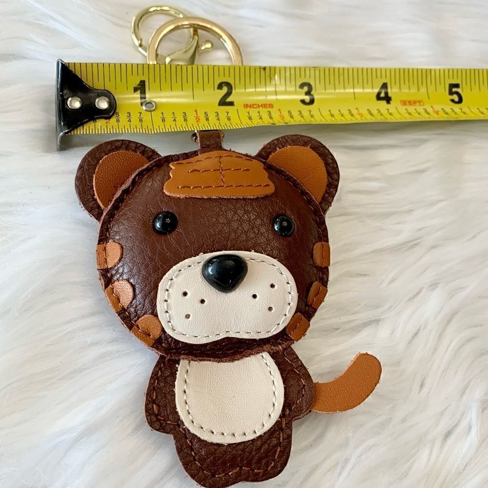 Handmade Genuine Leather Colorblock Cartoon Tiger Keychain/Handbag Charm - Picture 6 of 8